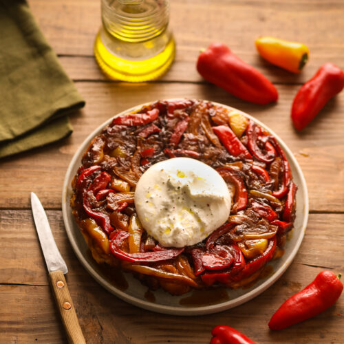 tarte tatin poivrons et burrata