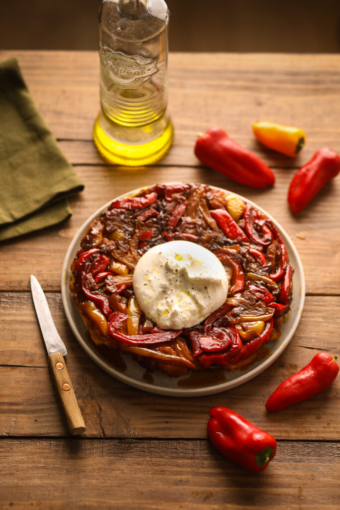 tarte tatin poivrons et burrata