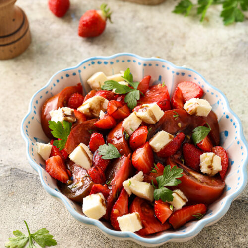 salade de fraises tomates mozzarella