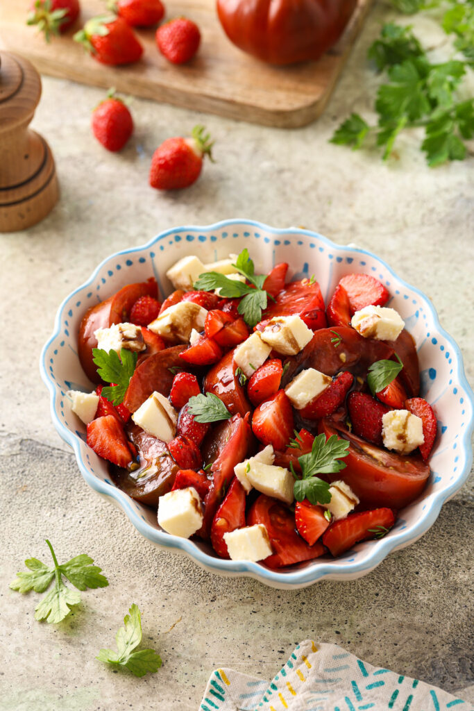 salade de fraises tomates mozzarella