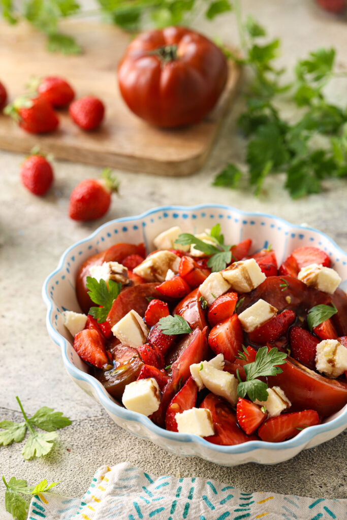 salade de fraises tomates mozzarella