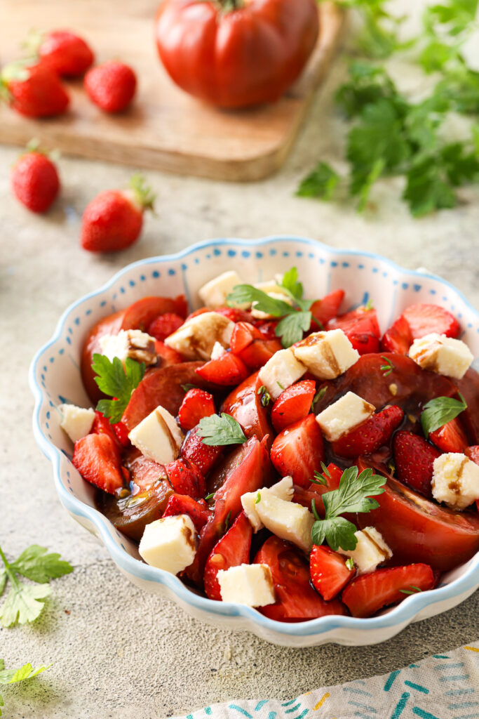 salade de fraises tomates mozzarella